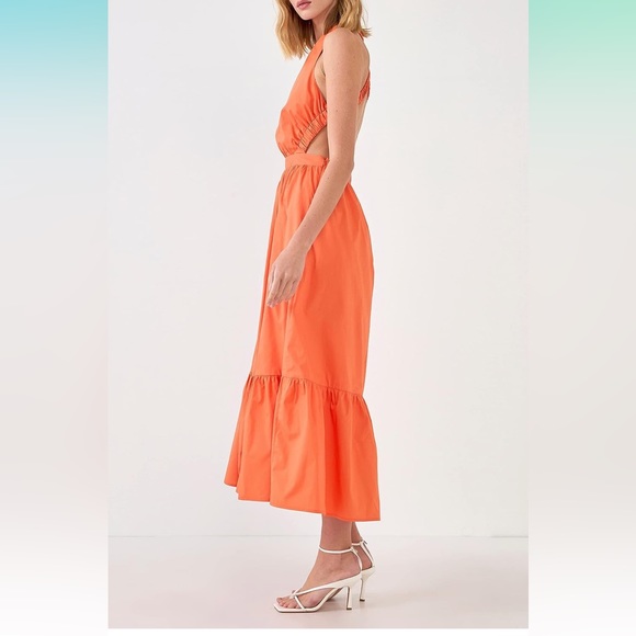 English Factory Orange Backless Strapless Maxi Dress - Picture 3 of 5